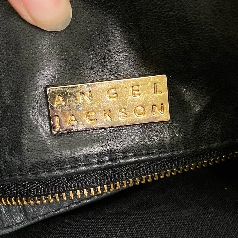 Angel Jackson XL python snakeskin fringe leather shoulder bag tote